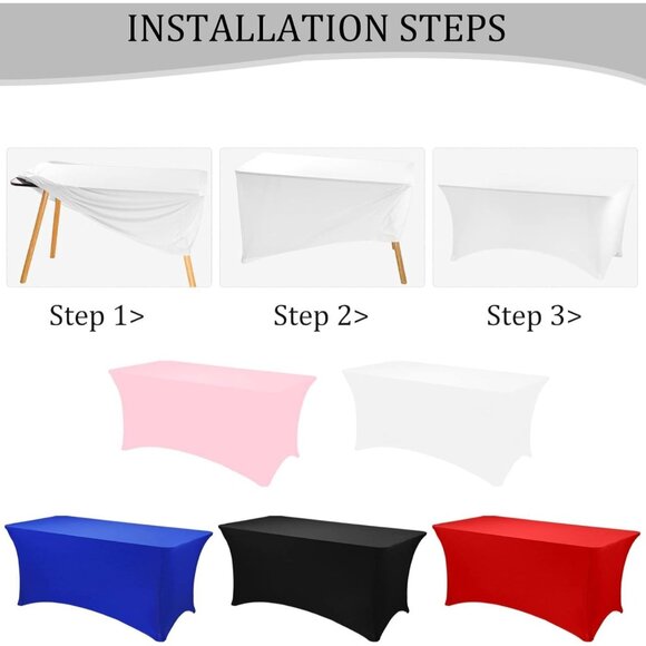 Versatile 2 Pack 6FT Wrinkle Resistant Spandex Tablecloths for All Occasions - Picture 5 of 7
